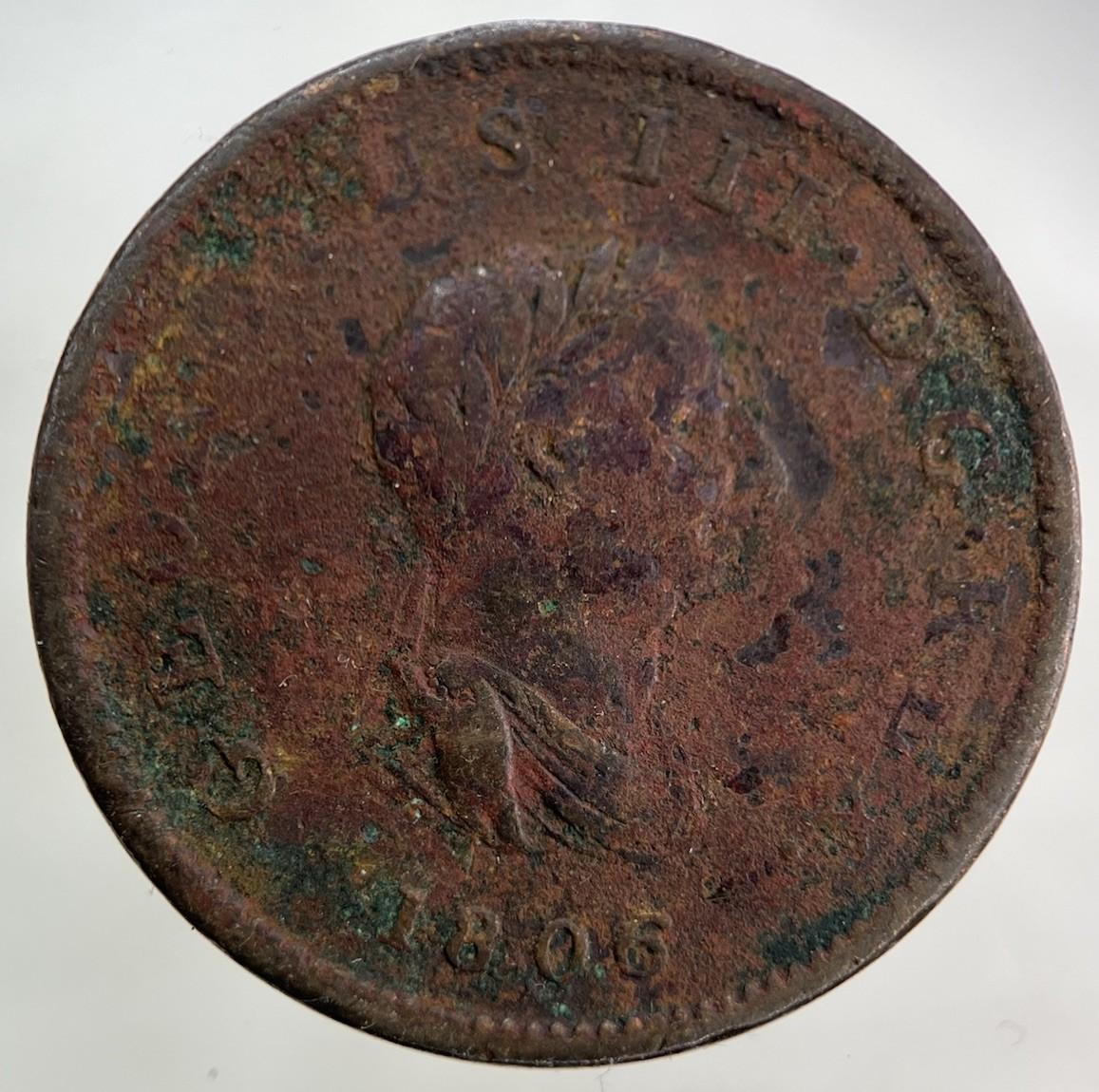 1806 George III 3rd Half-Penny Coin | Fine Collectable Grade