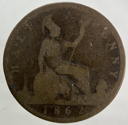 1862 Victoria Half-Penny Coin | Fair Grade