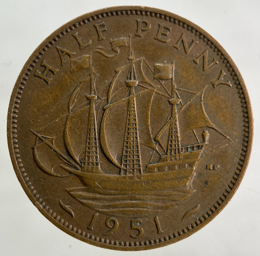 1951 George VI Half-Penny Coin | Fine Collectable Grade