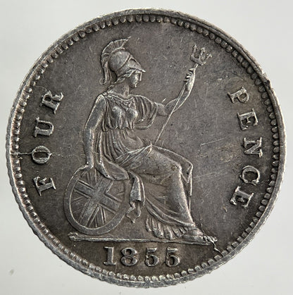 1855 Victoria Groat Four-Pence Silver Coin | Very High Grade