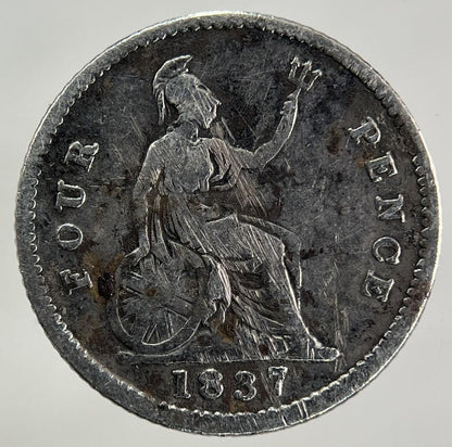1837 William IV Groat Four-Pence Silver Coin | Fine Collectable Grade