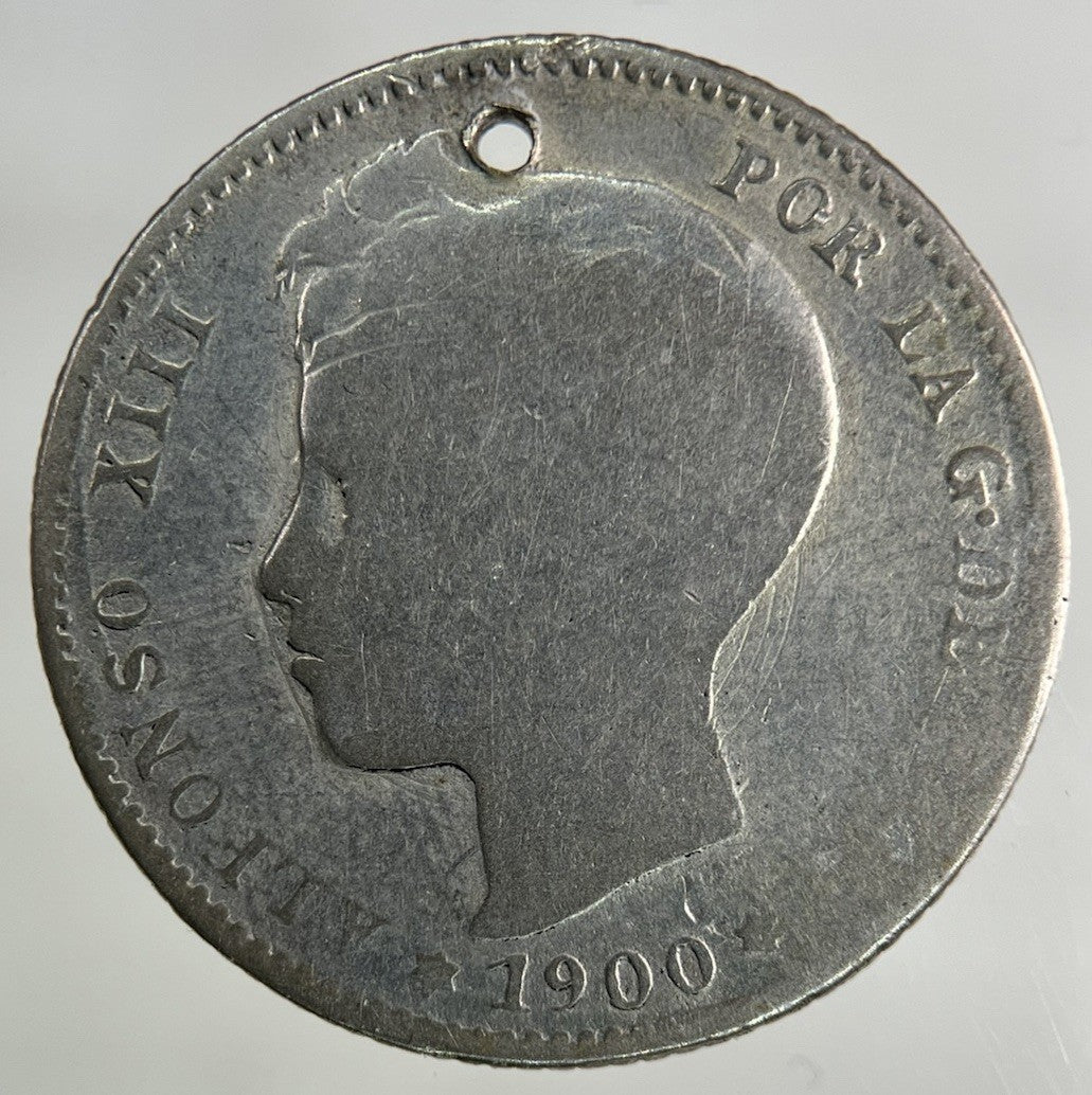 1900 Spain 1 Un Peseta Silver Coin | Fair Grade
