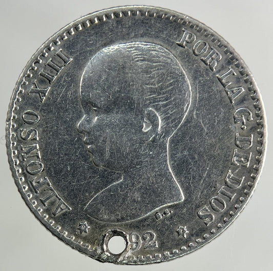 1892 Spain 50 Centavos Silver Coin | Fine Collectable Grade