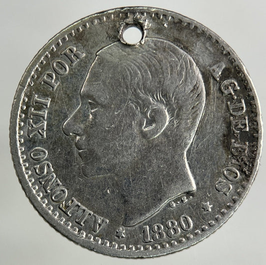 1880 Spain 50 Centavos Silver Coin | Collectable Grade