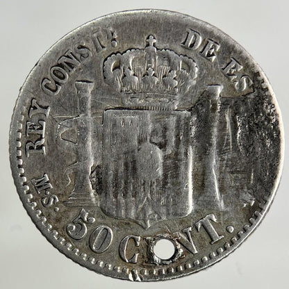 1880 Spain 50 Centavos Silver Coin | Collectable Grade