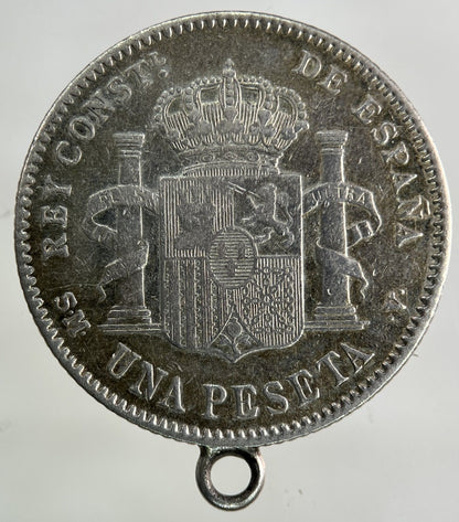 1900 Spain 1 Un Peseta Silver Coin | Fine Collectable Grade