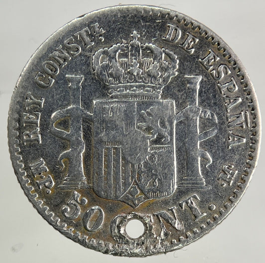 1889 Spain 50 Centavos Silver Coin | Collectable Grade