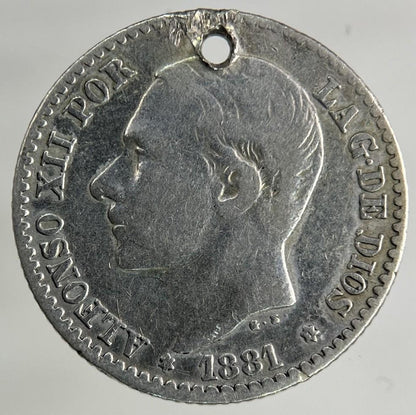 1881 Spain 50 Centavos Silver Coin | Fine Collectable Grade
