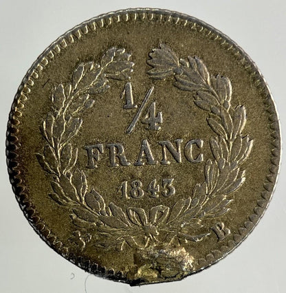 1843 France Gilded 1/4 Quarter Franc Silver Coin | Very High Grade