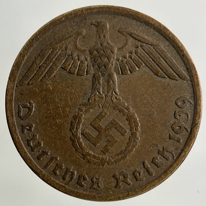 1939 German Nazi 1 Pfennig Coin | Very High Grade