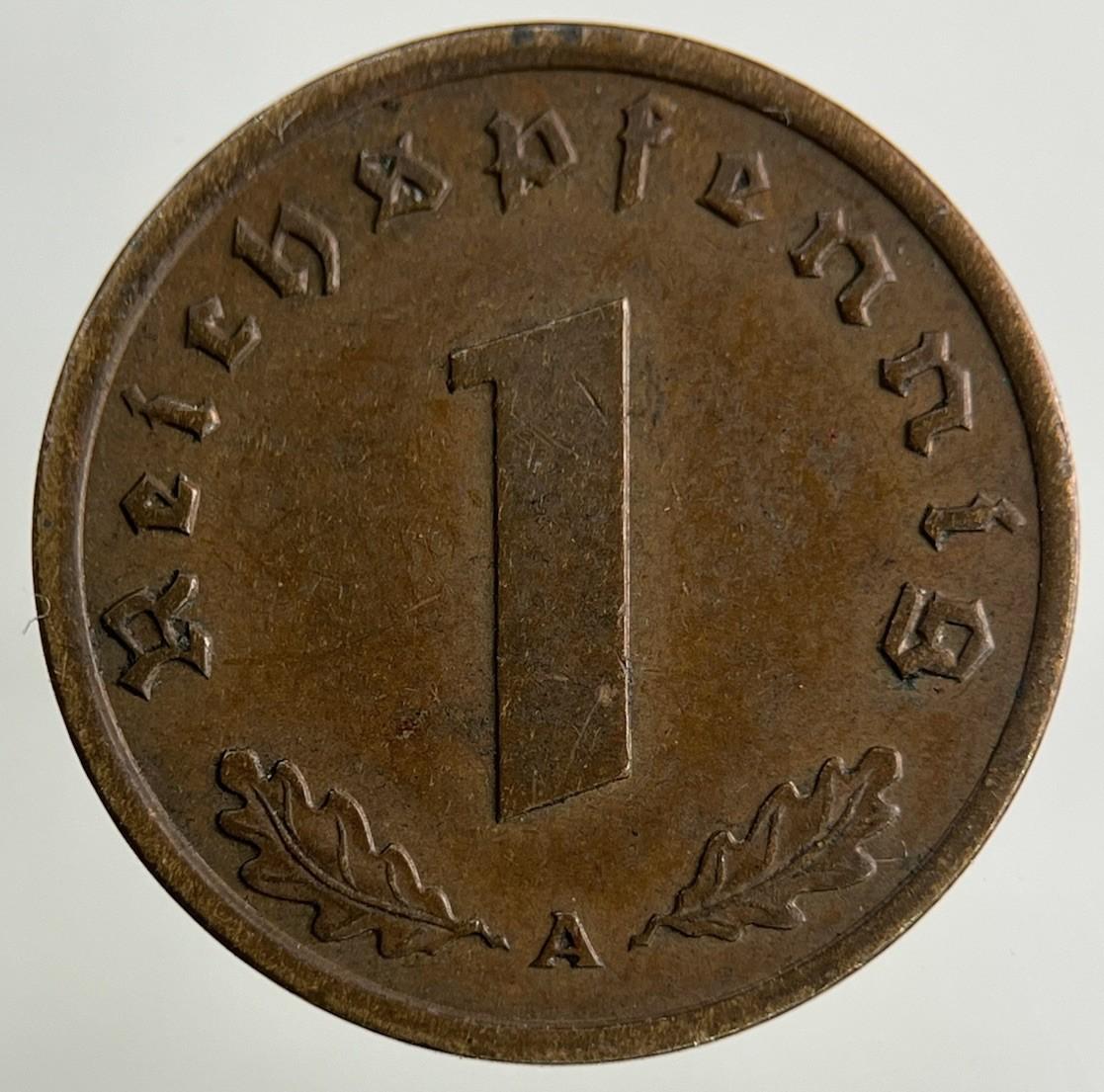 1939 German Nazi 1 Pfennig Coin | Very High Grade