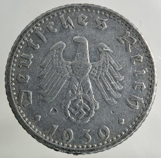 1939 German Nazi 50 Pfennig Coin | Collectable Grade