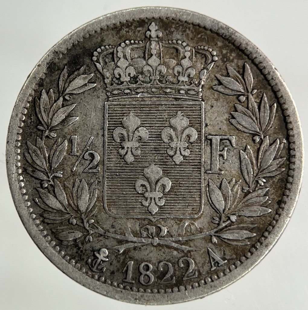 1822 France 1/2 Half Franc Silver Coin | Very High Grade