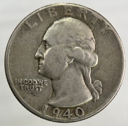 1940 US USA Quarter Dollar Silver Coin | Fine Collectable Grade