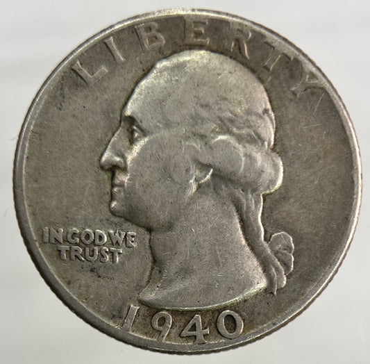 1940 US USA Quarter Dollar Silver Coin | Fine Collectable Grade