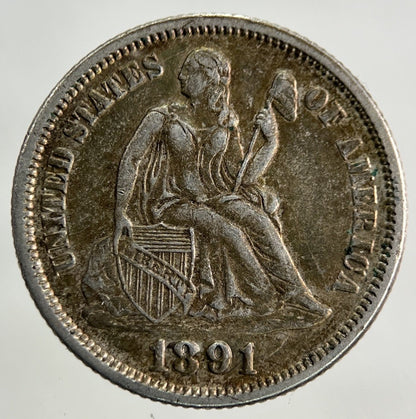 1891 US USA One Dime Silver Coin | Very High Grade