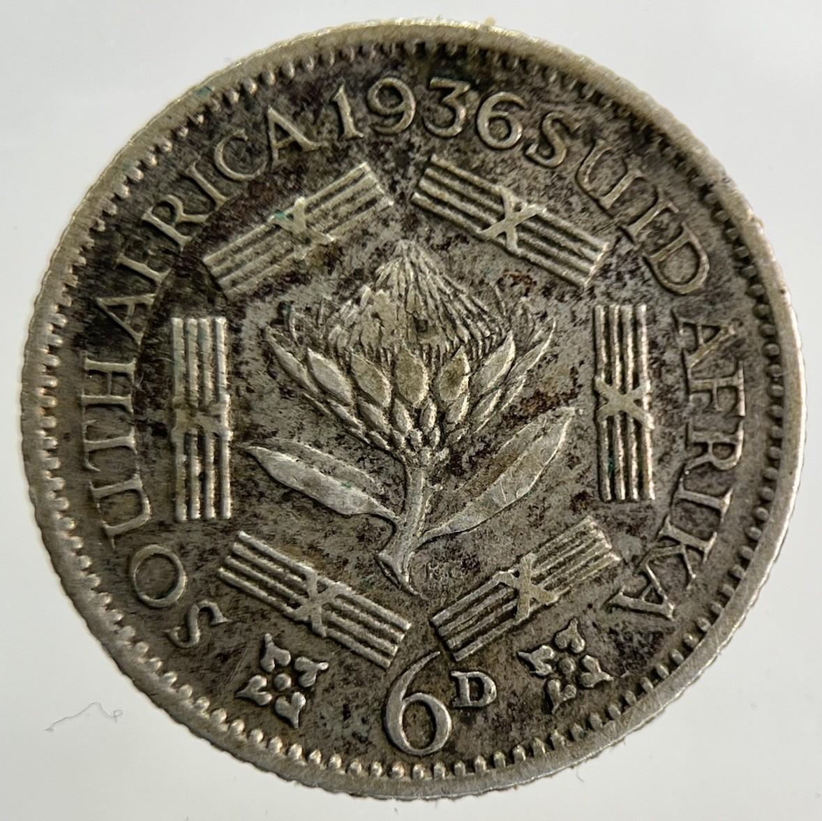 1936 South Africa Sixpence Silver Coin | Fine Collectable Grade