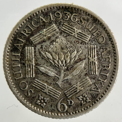 1936 South Africa Sixpence Silver Coin | Fine Collectable Grade