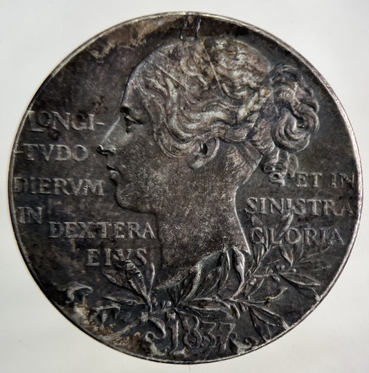 1897 Victoria Diamond Jubilee Silver Medal 25mm Coin | Fine Collectable Grade