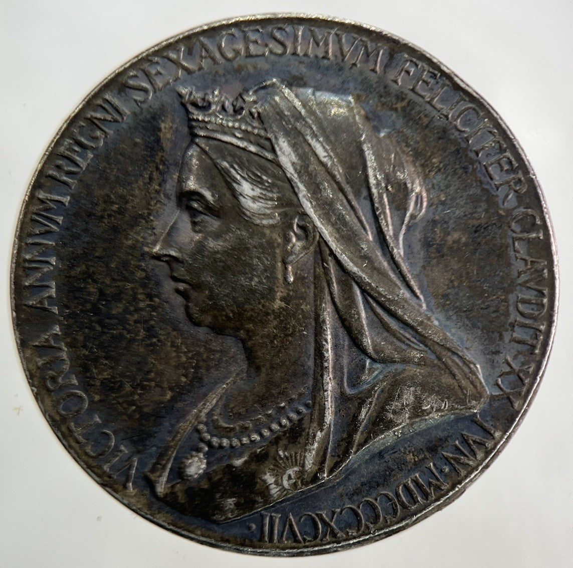 1897 Victoria Diamond Jubilee Silver Medal 25mm Coin | Fine Collectable Grade