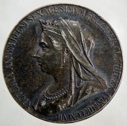 1897 Victoria Diamond Jubilee Silver Medal 25mm Coin | Fine Collectable Grade