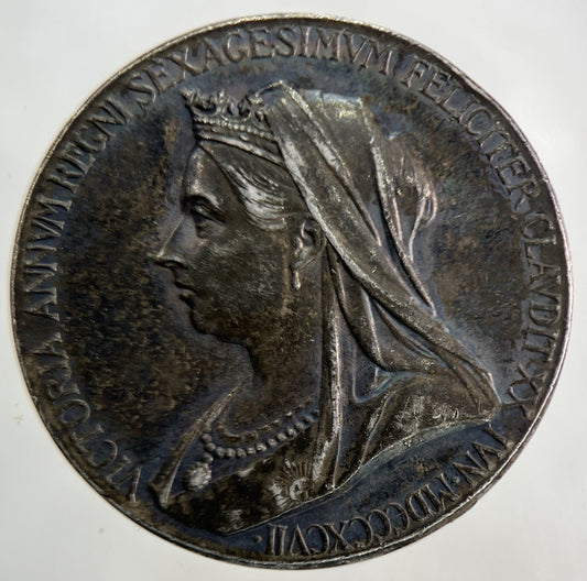 1897 Victoria Diamond Jubilee Silver Medal 25mm Coin | Fine Collectable Grade