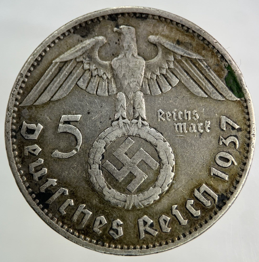 1937 German Nazi 5 Mark Silver Coin | Very High Grade