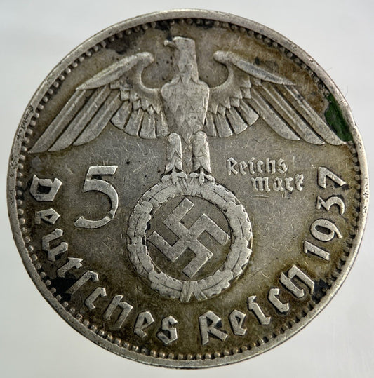 1937 German Nazi 5 Mark Silver Coin | Very High Grade
