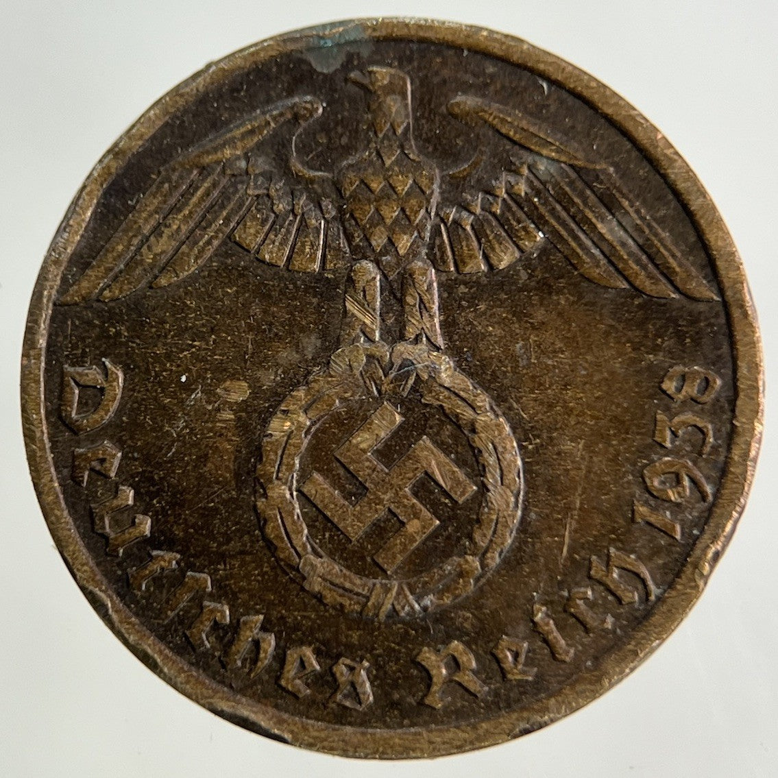 1938 German Nazi 1 Pfennig Coin | Very High Grade
