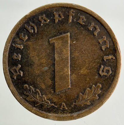 1938 German Nazi 1 Pfennig Coin | Very High Grade