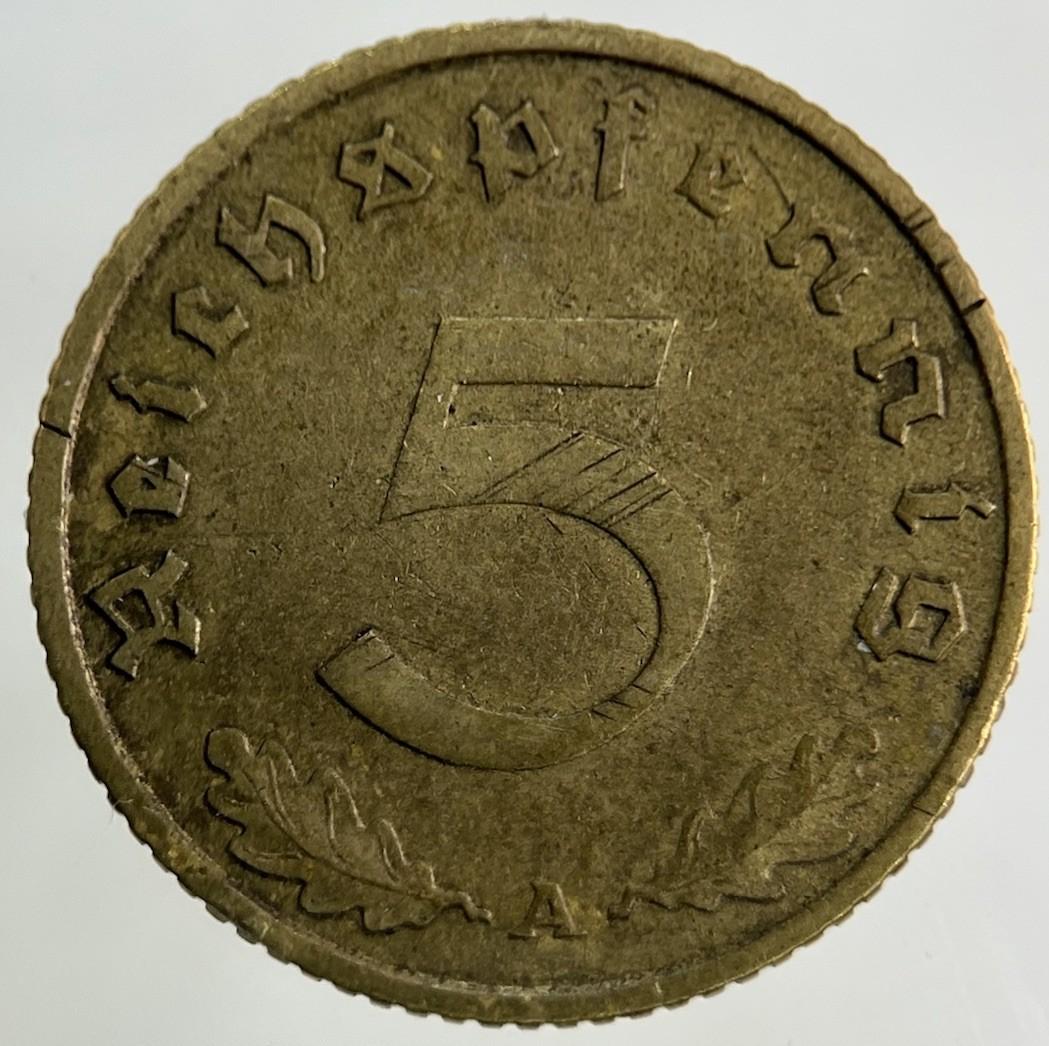 1938 German Nazi 5 Pfennig Coin | Fine Collectable Grade