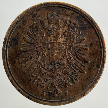 1889 German 1 Pfennig Coin | Fine Collectable Grade
