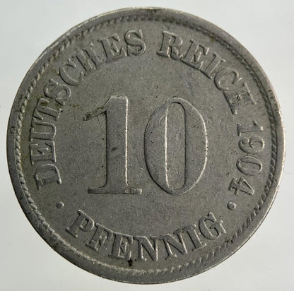 1904 German 10 Pfennig Coin | Fine Collectable Grade