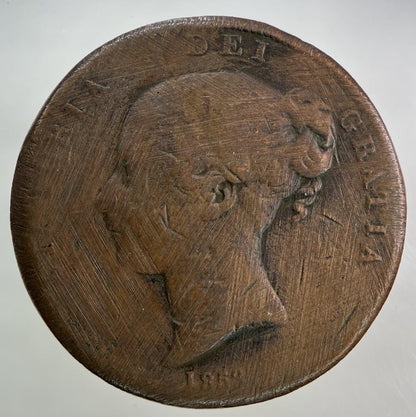 1853 Victoria One Penny Coin | Fair Grade