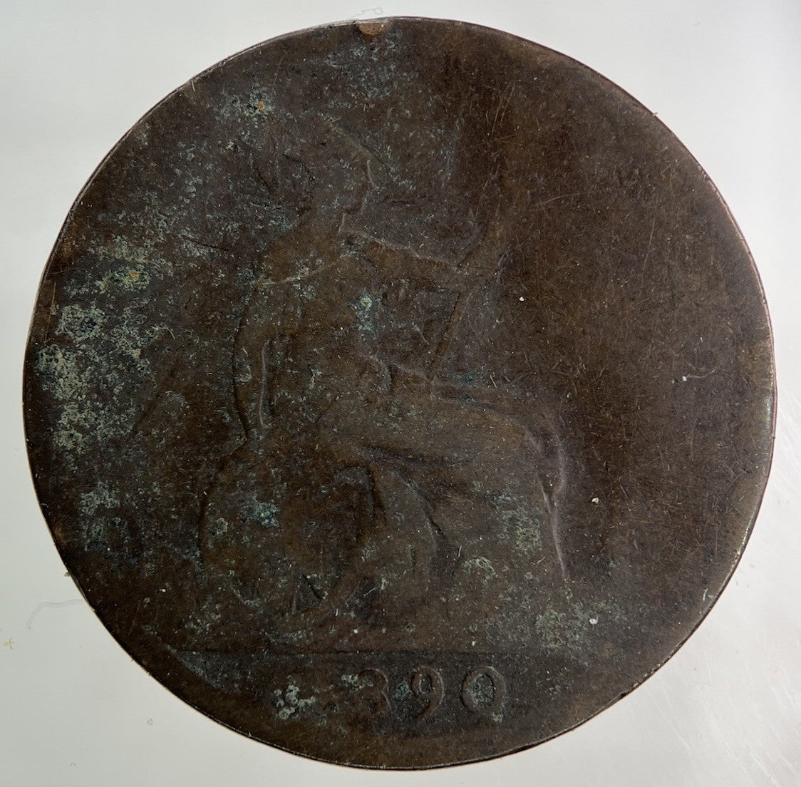 1890 Victoria One Penny Coin | Worn Grade