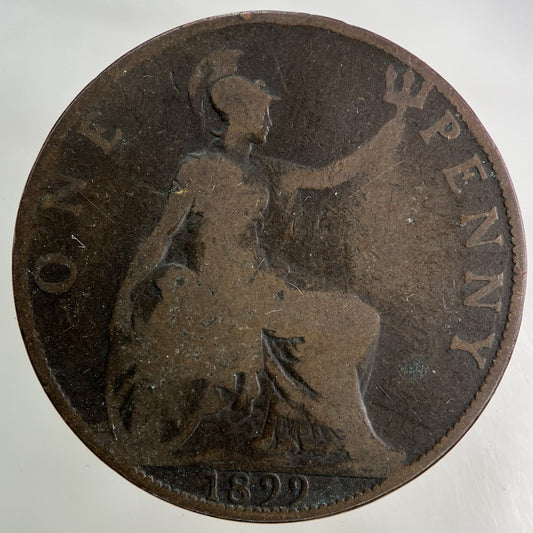 1899 Victoria One Penny Coin | Worn Grade