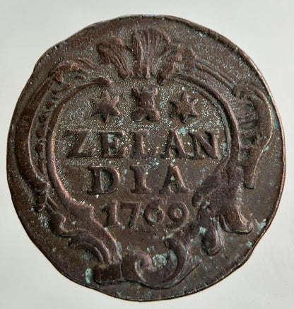 1769 Netherlands Zelandia 1 Duit Coin | Very High Grade
