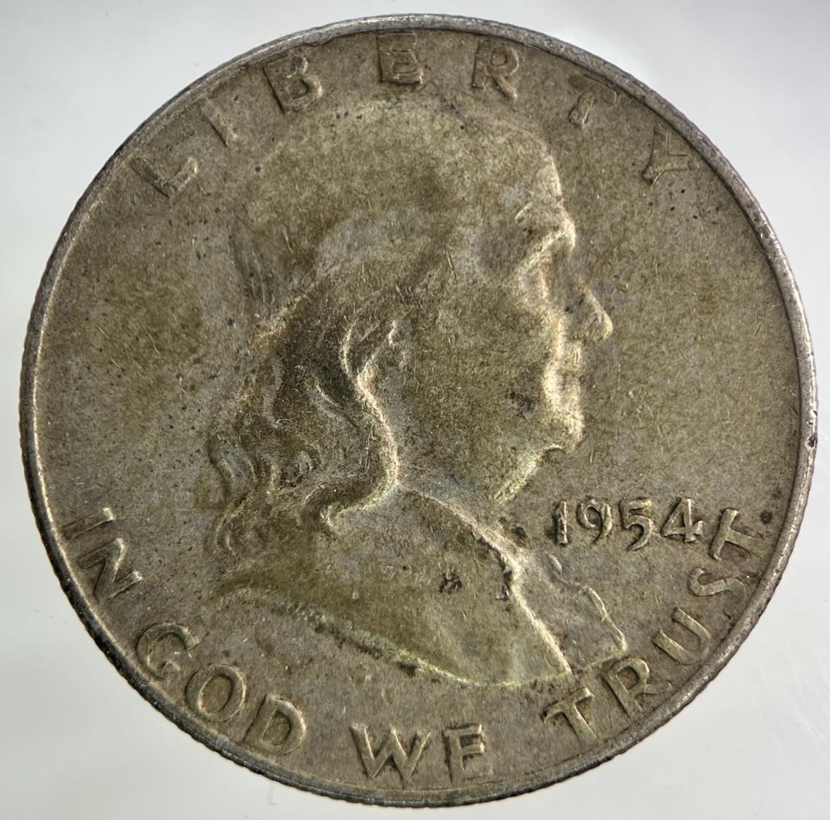 1954-D US USA Benjamin Half Dollar Silver Coin | Fine Collectable Grade