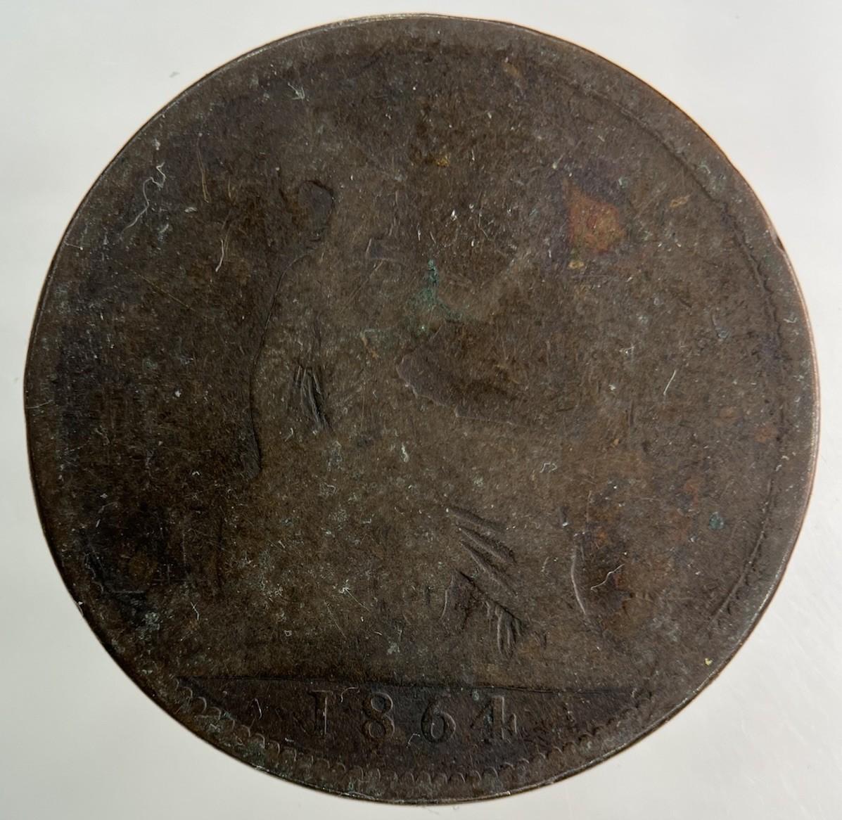 1864 Victoria One Penny Coin | Fair Grade