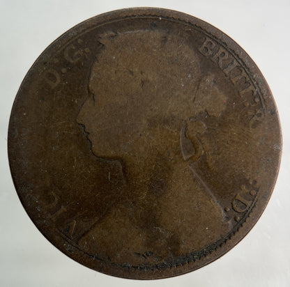 1877 Victoria One Penny Coin | Fair Grade