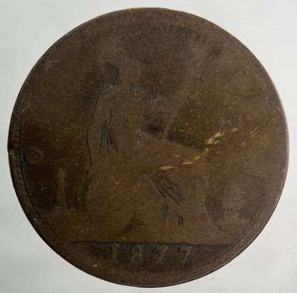 1877 Victoria One Penny Coin | Fair Grade