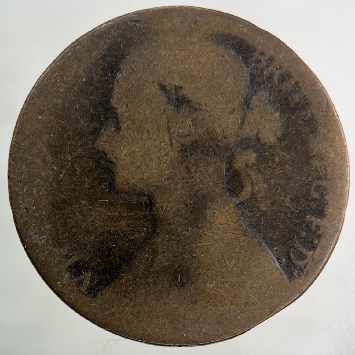 1876-H Victoria One Penny Coin | Fair Grade