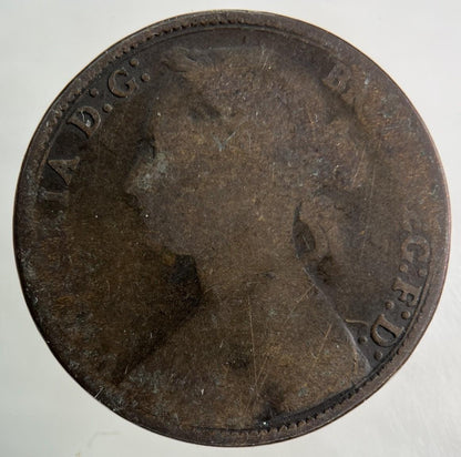 1880 Victoria One Penny Coin | Fair Grade
