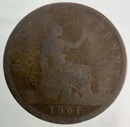 1861 Victoria One Penny Coin | Fair Grade