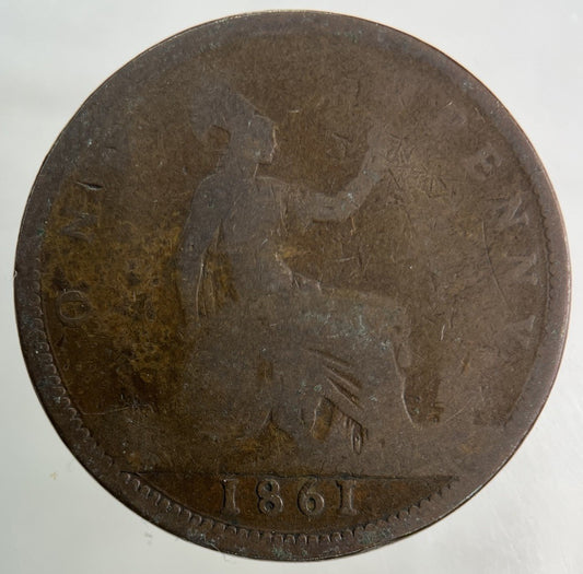 1861 Victoria One Penny Coin | Fair Grade