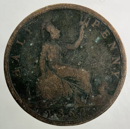 1862 Victoria Half-Penny Coin | Fair Grade