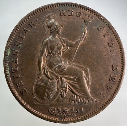 1858 Victoria One Penny Coin | Very Fine Grade