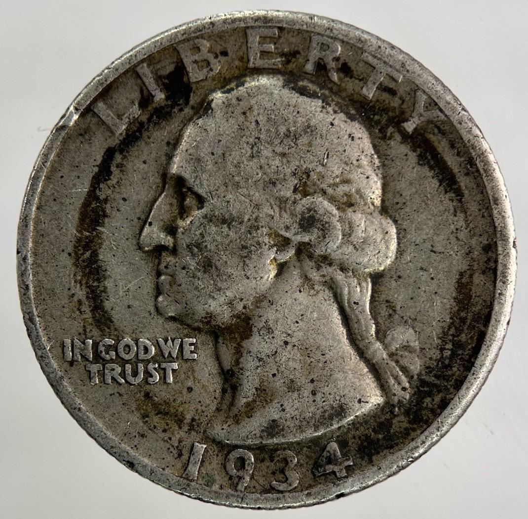 1934 US USA Quarter Dollar Silver Coin | Fine Collectable Grade