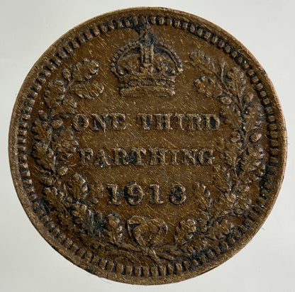 1913 George V One Third 1/3 Farthing Coin | Fine Collectable Grade