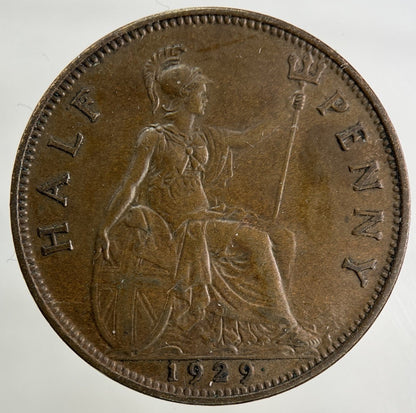 1929 George V Half-Penny Coin | Very High Grade